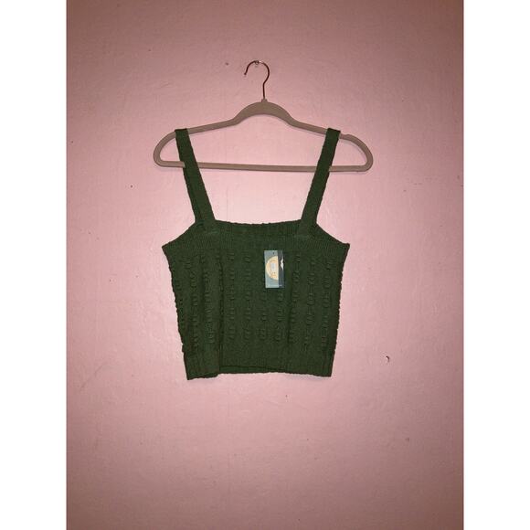 NWT Uncharted Threads dusty olive green knit cropped tank top size medium - Picture 7 of 7